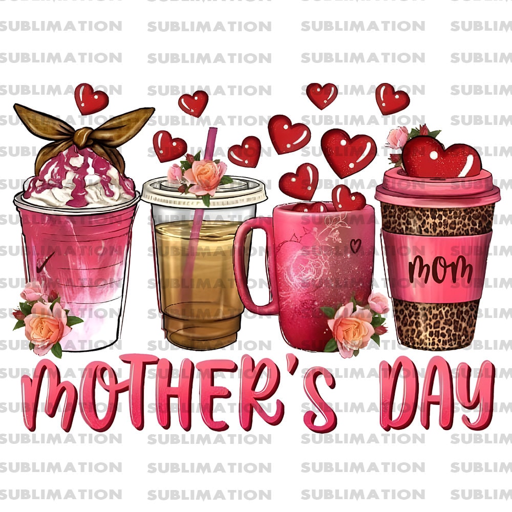 Mother's Day Png, Gift Mom Sublimation, Mom Pink Coffee Png, Digital Download