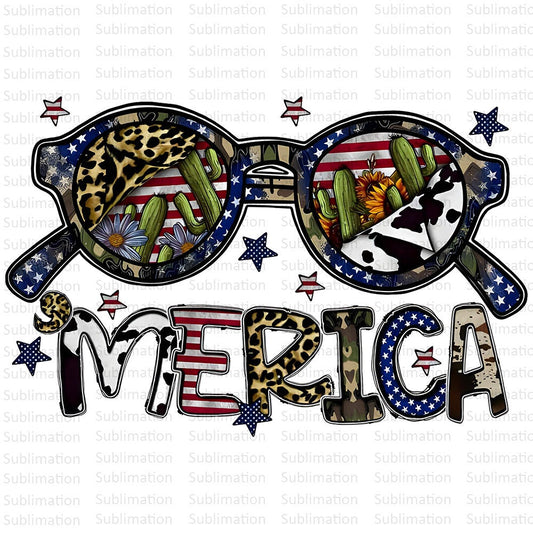 America Glasses Png, Cactus Png, Western Png, Cow hide Png, Sublimation Png, Digital Download