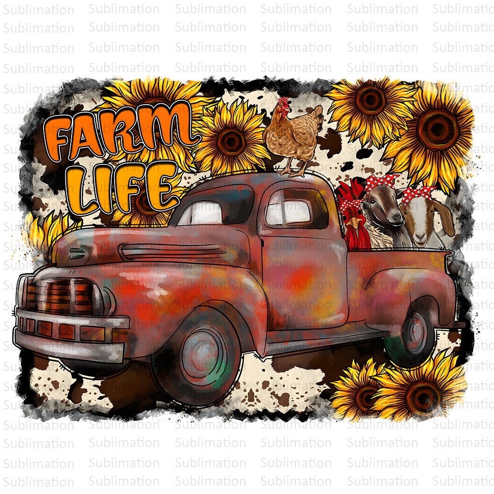 Farm Life Png, Country Truck Png, Sunflower Png, Sublimation Png, Digital Download