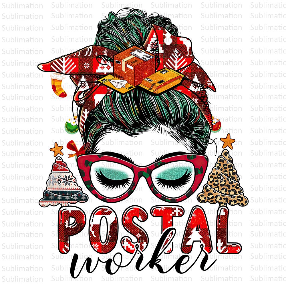 Postal Walker Png, Christmas Messy Bun Png, Christmas Png, Christmas Tree Png, Sublimation Png, Digital Download