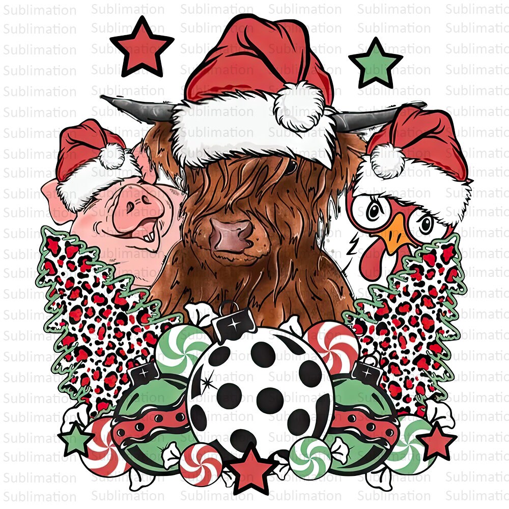 Christmas Farm Animal Png, Christmas Png, Sublimation Png, Sublimation Designs, Digital Download