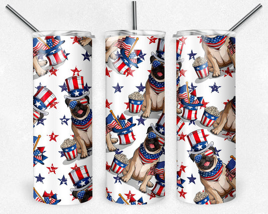 American Dog 20 oz Skinny Tumbler Sublimation Design, Digital Download PNG, 4th July Patriotic Tumbler PNG, 20oz Tumbler Design