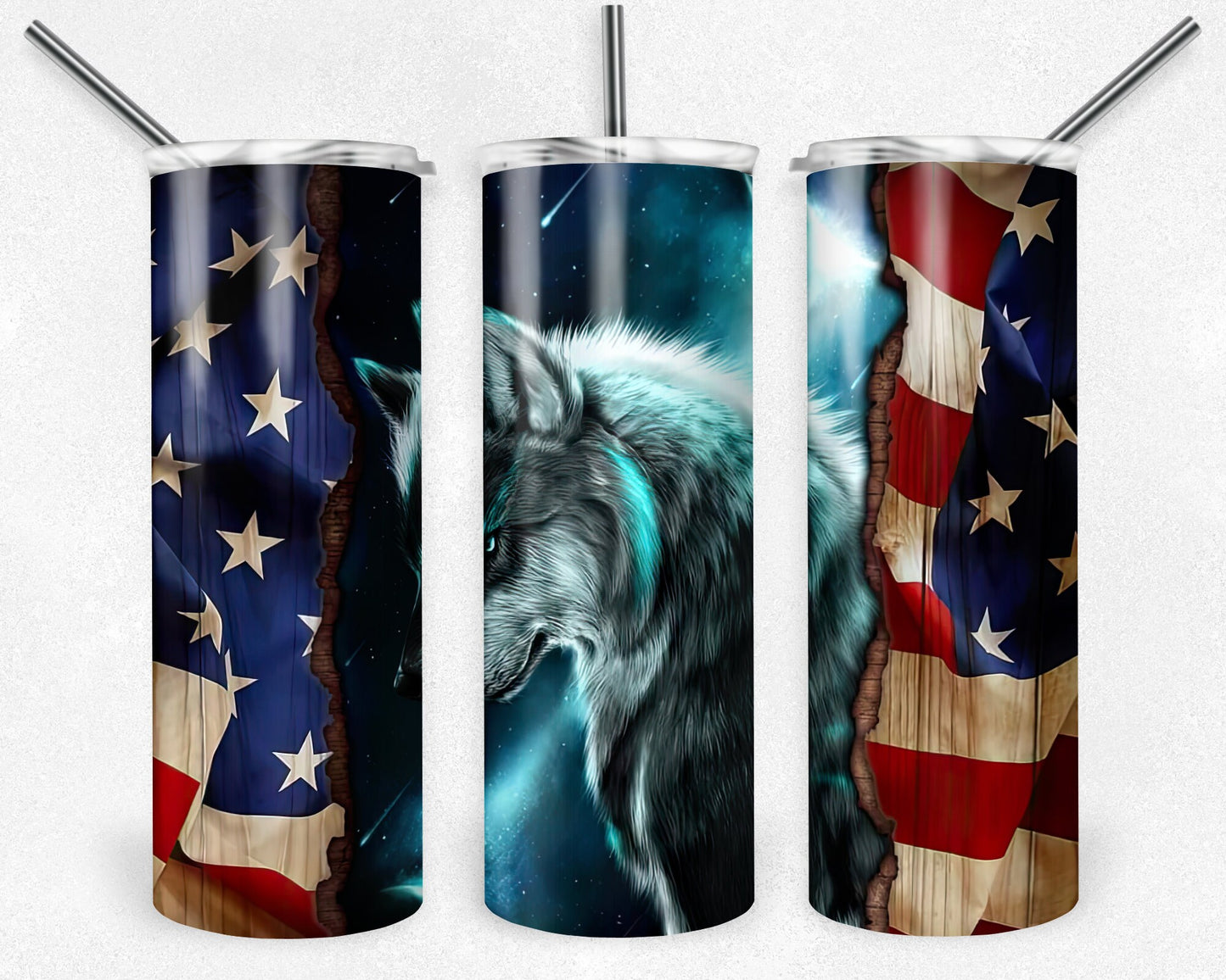 American Wolf Tumbler Png, 20 oz Skinny Tumbler Sublimation Design, Digital Download PNG, Patriotic Tumbler PNG, 20oz Tumbler Design