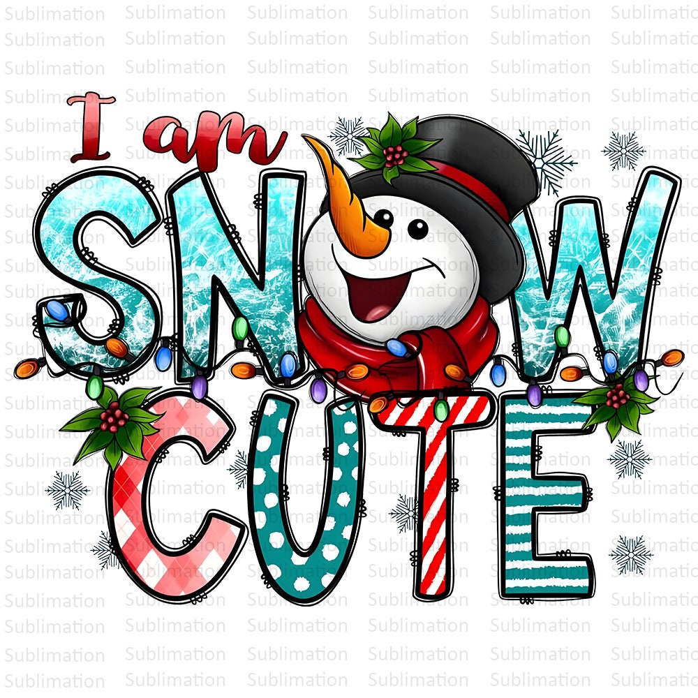 Snow Cute Png, Sublimation Png, Snowman Png, Christmas Lights Png, Digital Download