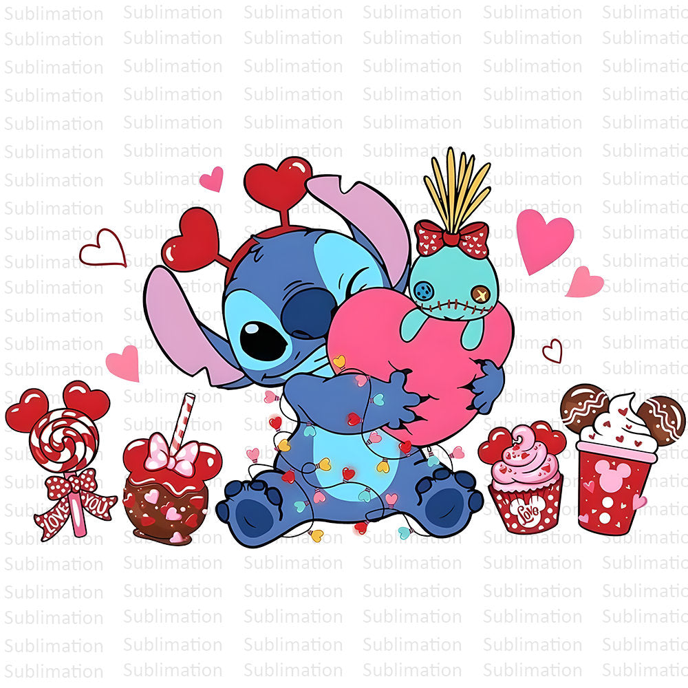 Stitch png, cute Stitch png, floral Stitch png, sublimate designs download