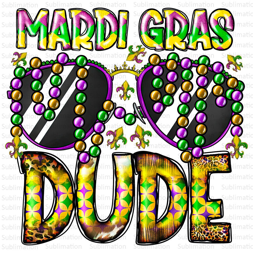 Mardi Gras Dude Png, Mardi Gras Png, Sunglasses Png, Digital Download