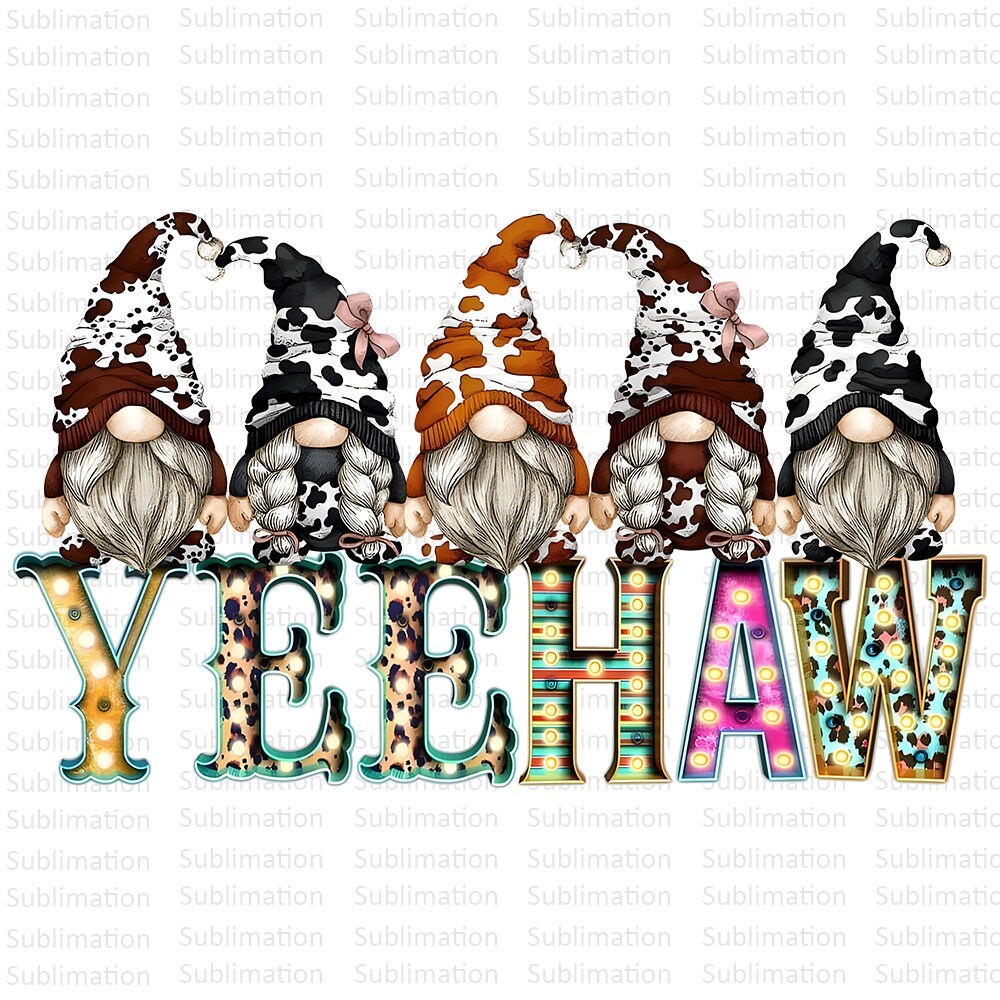 Yeehaw with gnomes png sublimation design download, Cowboy png, cute gnomes png, Cowboy gnomes png, sublimate designs download