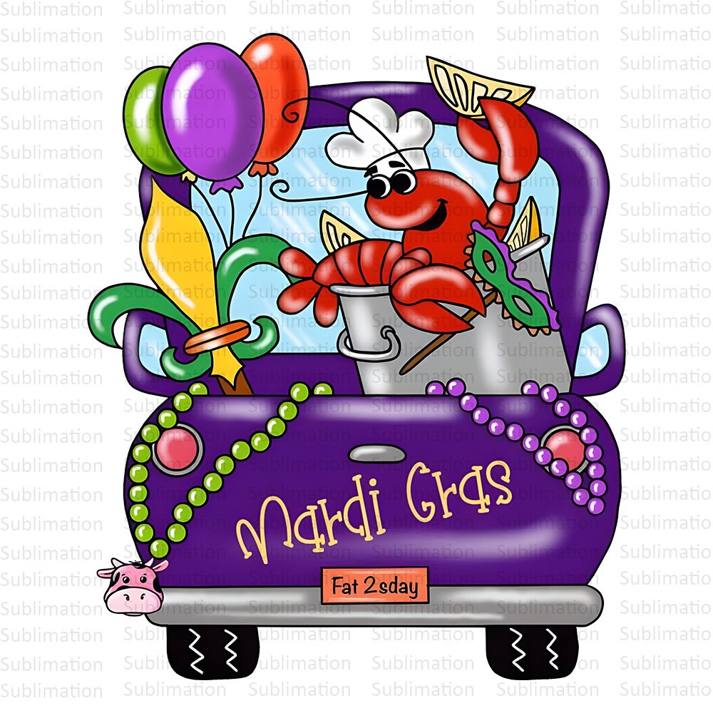 Mardi Gras Png, Crawfish Png, Mardi Gras Car Png, Sublimation Png, Sublimation Designs, Digital Download