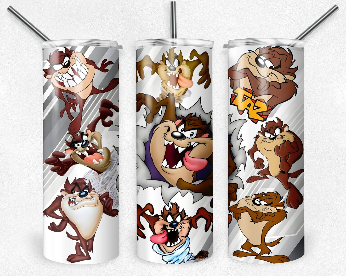 Tazmanian Devil Tumbler, Cartoon Tumbler, 20 oz Skinny Tumbler Sublimation Design, Digital Download PNG, 20oz Tumbler Design