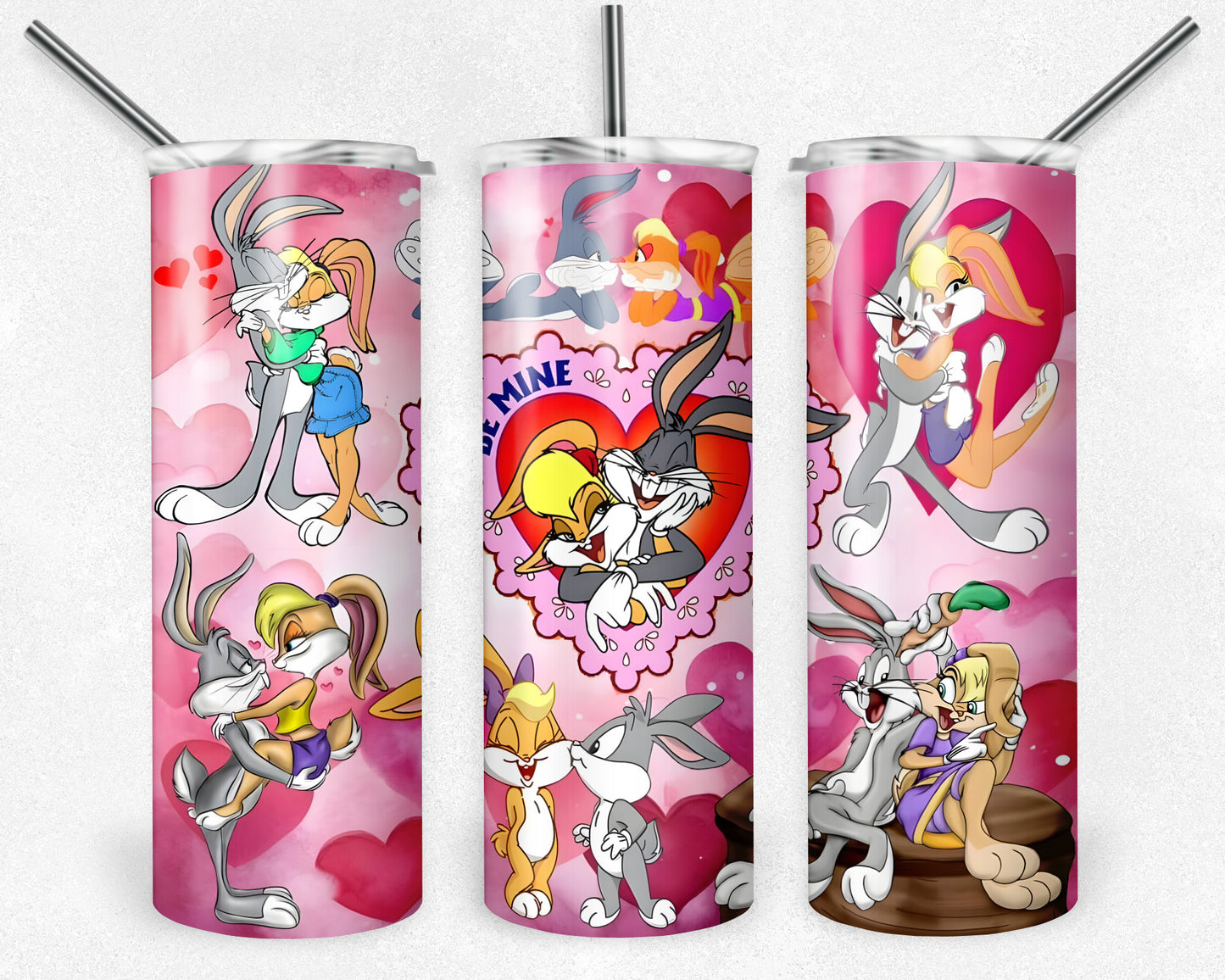 Bugs Bunny Tumbler, Valentines Tumbler, 20 oz Skinny Tumbler Sublimation Design, Digital Download PNG, 20oz Tumbler Design