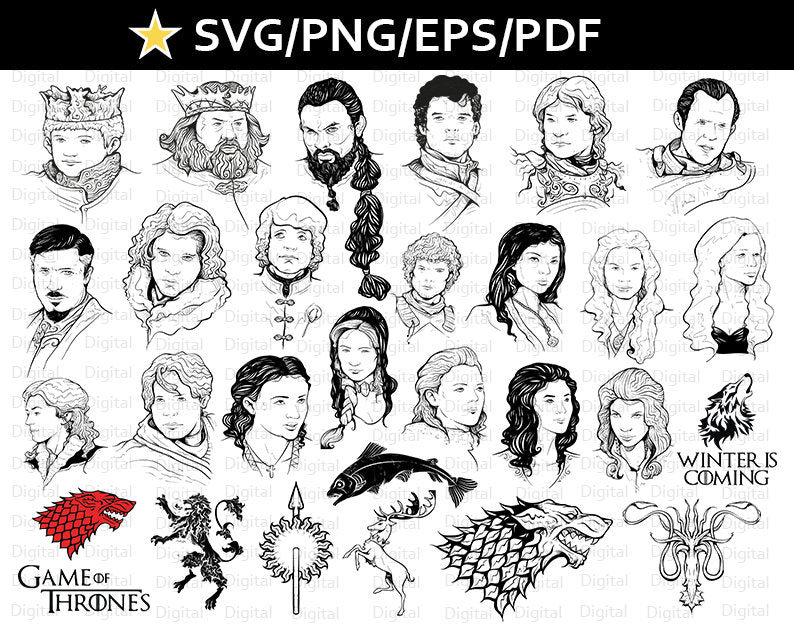 Tv Show SVG Bundle- Got PNG- Clipart- Cut file- Silhouette- Movie SVG- Digital Download