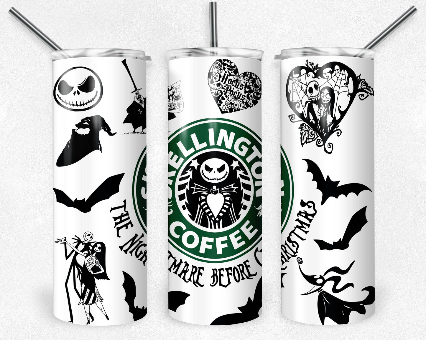 Jack Skellington Tumbler, NBCTumbler, 20 oz Skinny Tumbler Sublimation Design, Digital Download PNG, 20oz Tumbler Design