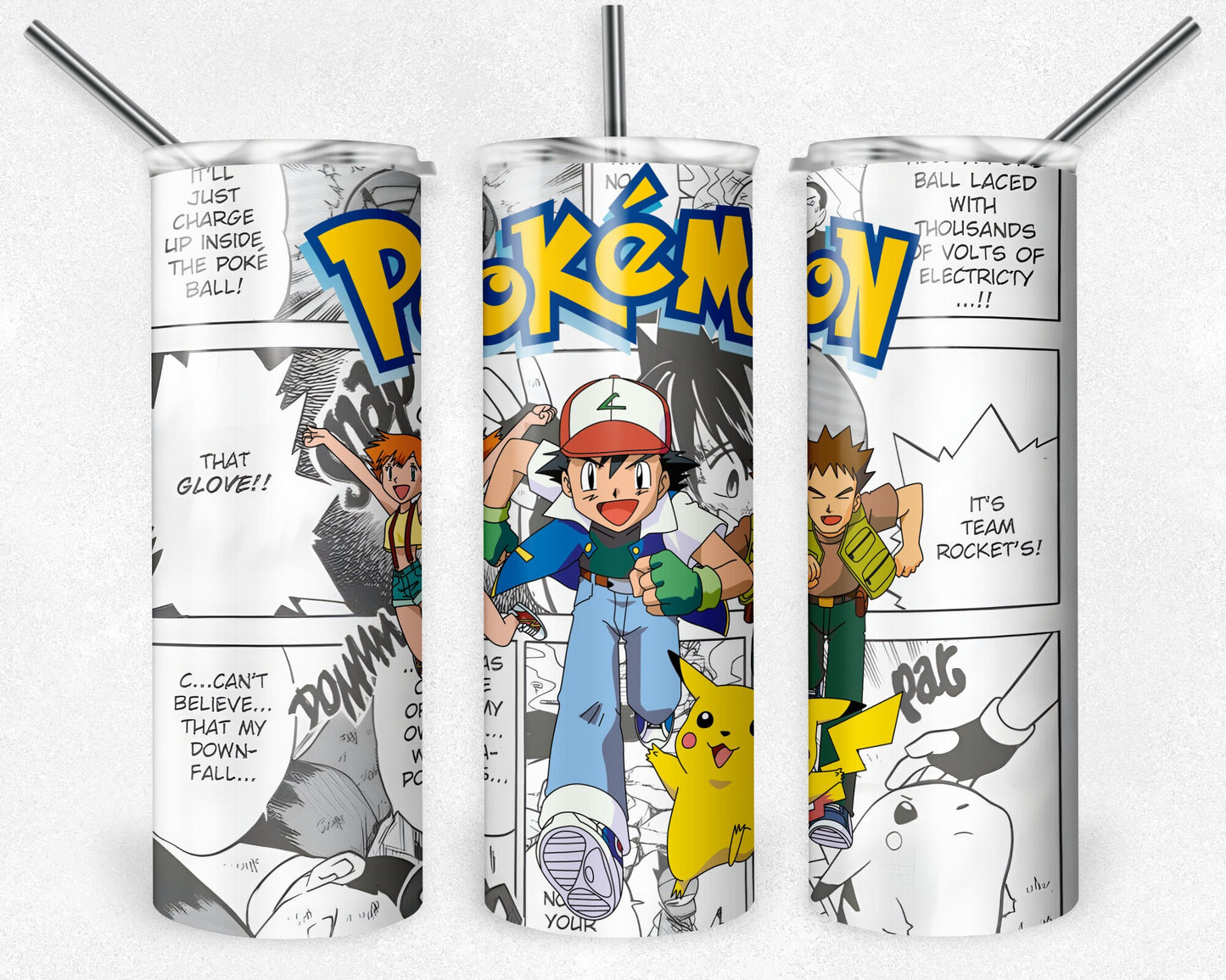 4 Piece Pokemon Tumbler, Anime Tumbler, 20 oz Skinny Tumbler Sublimation Design, Digital Download PNG, 20oz Tumbler Design