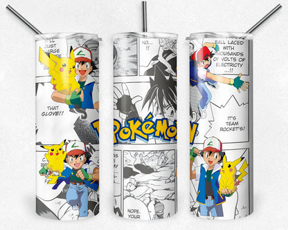 4 Piece Pokemon Tumbler, Anime Tumbler, 20 oz Skinny Tumbler Sublimation Design, Digital Download PNG, 20oz Tumbler Design