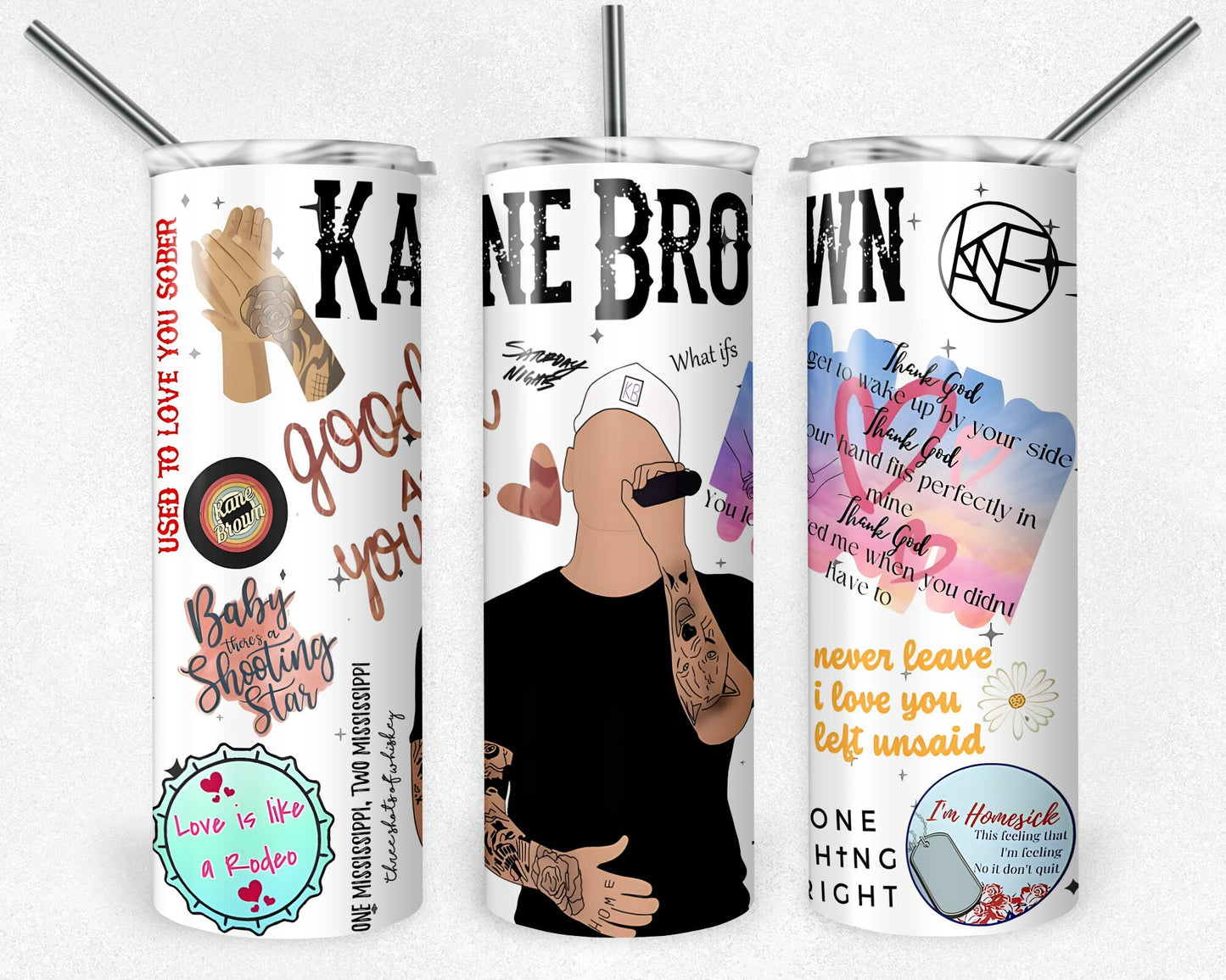 Kane Brown Tumbler, Music Tumbler, 20 oz Skinny Tumbler Sublimation Design, Digital Download PNG, 20oz Tumbler Design