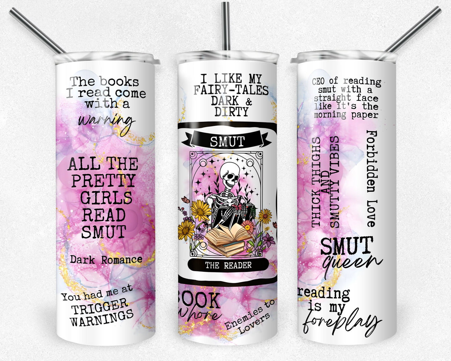 Reader Tumbler, Skeleton Tumbler, 20 oz Skinny Tumbler Sublimation Design, Digital Download PNG, 20oz Tumbler Design