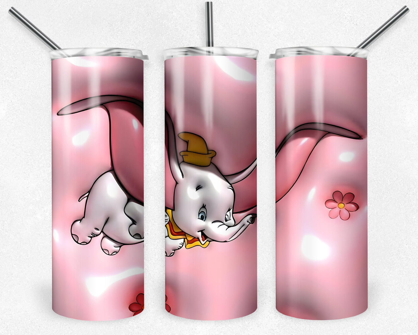 Dumbo Tumbler, Baby Elephant Tumbler, 20 oz Skinny Tumbler Sublimation Design, Digital Download PNG, 20oz Tumbler Design