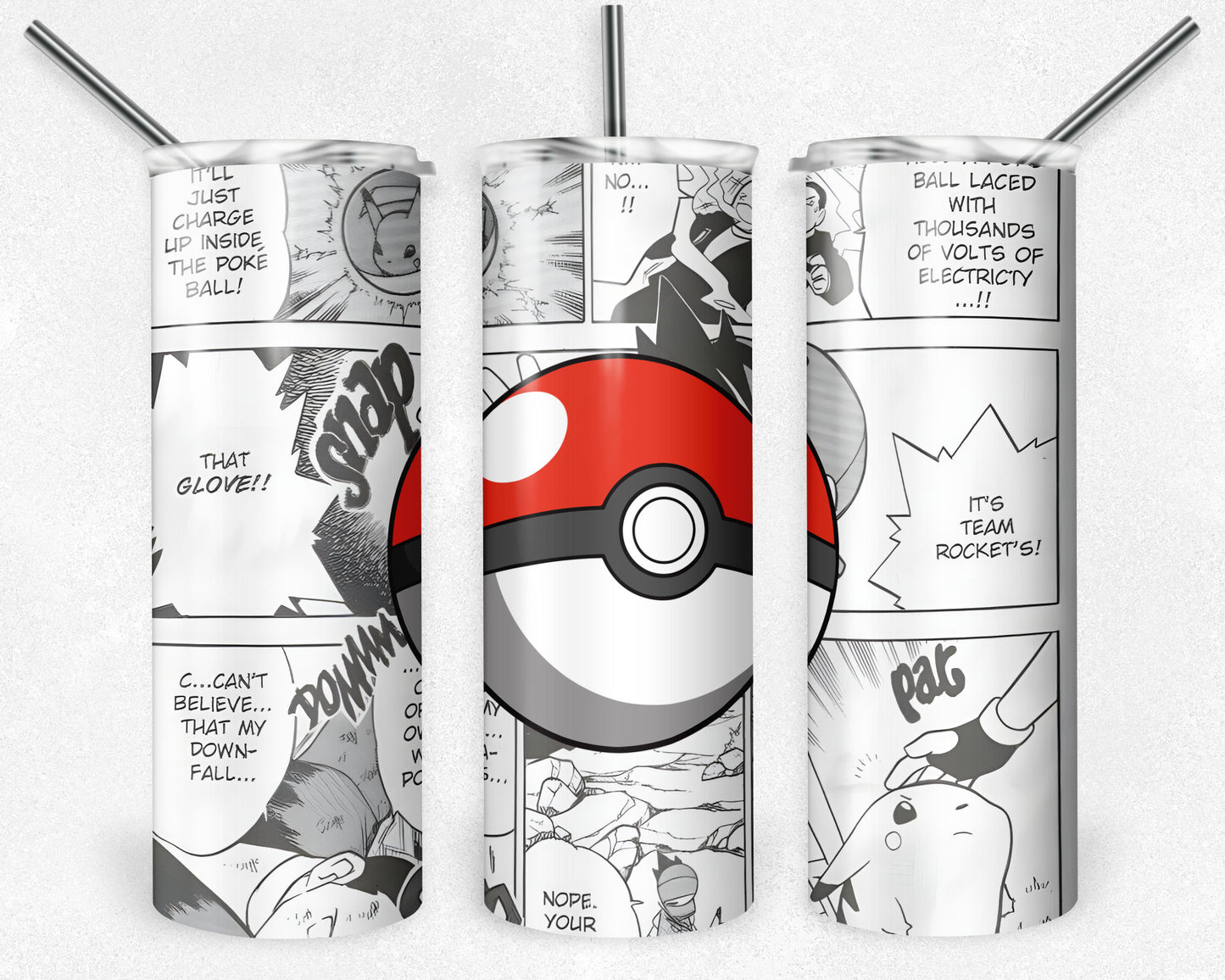 4 Piece Pokemon Tumbler, Anime Tumbler, 20 oz Skinny Tumbler Sublimation Design, Digital Download PNG, 20oz Tumbler Design