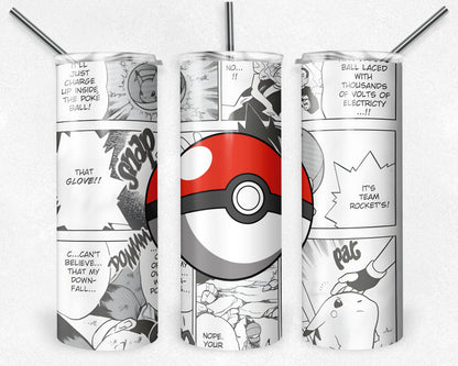 4 Piece Pokemon Tumbler, Anime Tumbler, 20 oz Skinny Tumbler Sublimation Design, Digital Download PNG, 20oz Tumbler Design