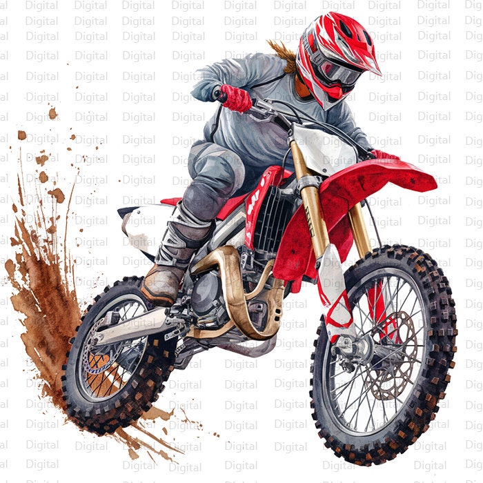 4 Dirt Bike Watercolor PNG, Motorcycle Clipart, Printable Watercolor PNG, Digital Download, Silhouette, Trendy PNG