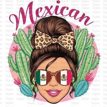 Mexican Messy Bun Sublimation Design, Retro Shirt, Mexico PNG, Trendy Tshirt PNG, Digital Download, Silhouette