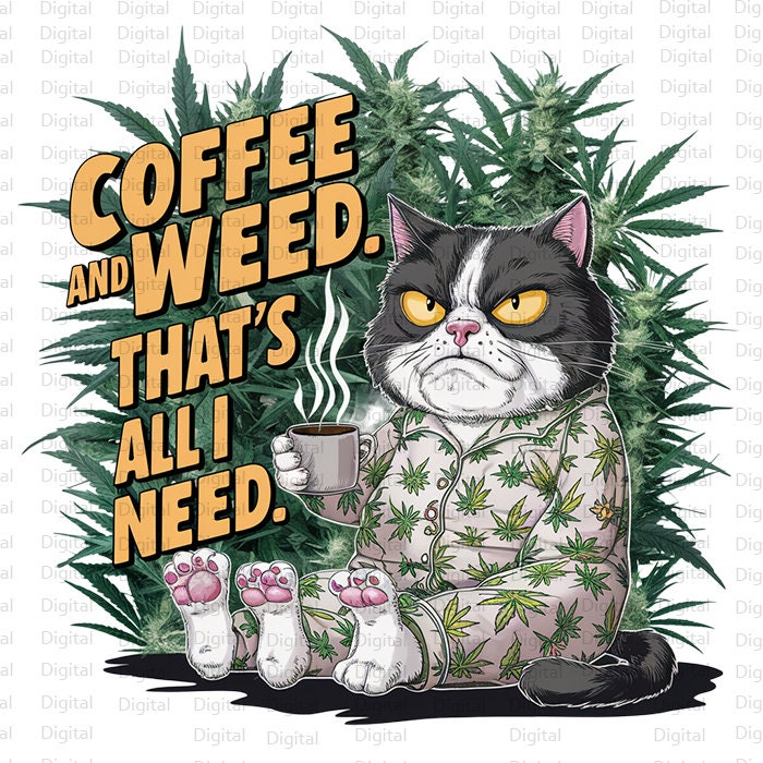 Coffee and Weed Sublimation Design, Retro Shirt, All I Need PNG, Trendy Tshirt PNG, Digital Download, Silhouette, Sarcastic Design