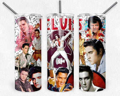 Elvis 20oz Tumbler, 20oz Skinny Tumbler, Music Tumbler Wrap, Elvis Tumbler Sublimation, Full Tumbler Wrap