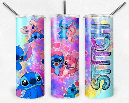 Stitch 20oz Tumbler, 20oz Skinny Tumbler, Cartoon Tumbler Wrap, Lilo & Stitch Tumbler Sublimation, Full Tumbler Wrap