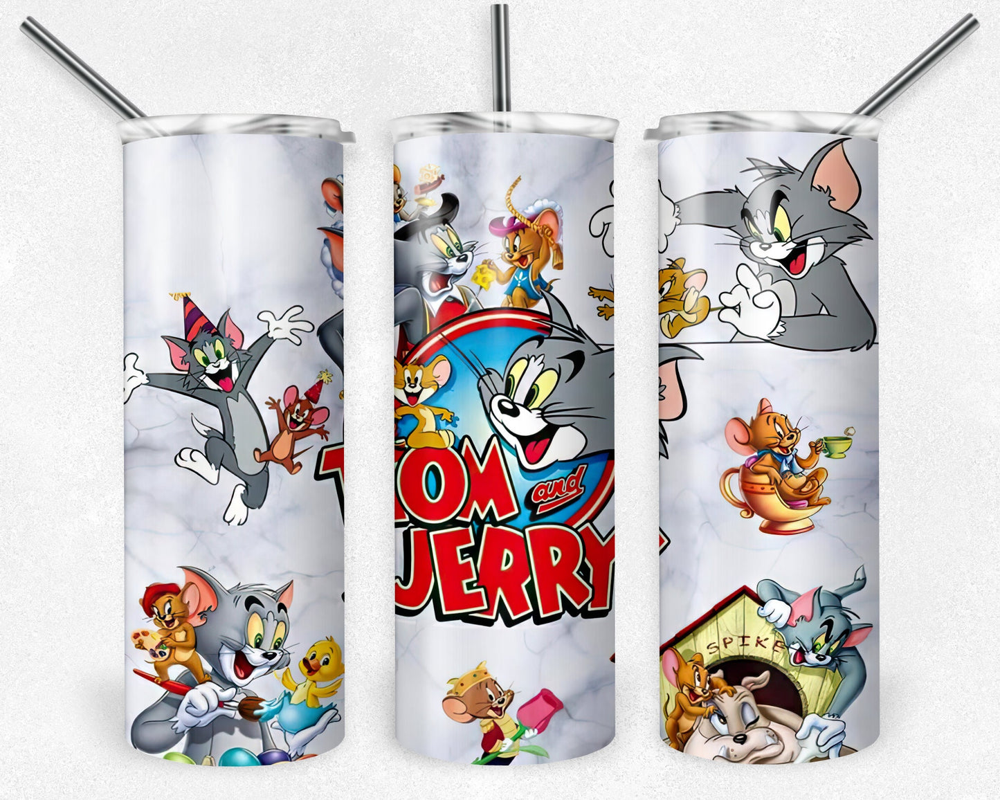 Tom and Jerry 20oz Tumbler, 20oz Skinny Tumbler, Tom Jerry Tumbler Wrap, Cartoon Tumbler Sublimation, Full Tumbler Wrap