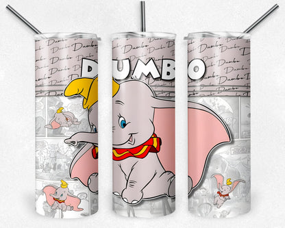 Dumbo 20oz Tumbler, 20oz Skinny Tumbler, Elephant Tumbler Wrap, Baby Tumbler Sublimation, Full Tumbler Wrap