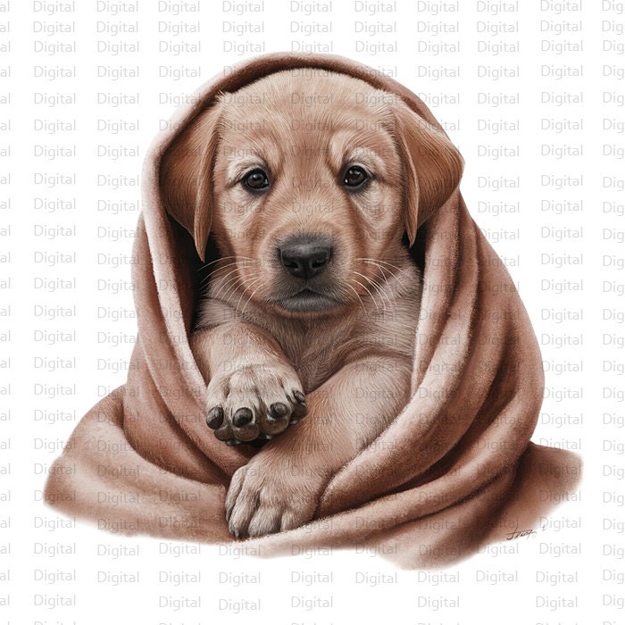 7 Puppies in Blankets Watercolor PNG, Cute Puppies Clipart, Printable Watercolor PNG, Digital Download, Silhouette, Trendy PNG