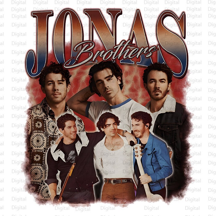 Jonas Brothers Sublimation Design, Shirt Design, Vintage 90's PNG, Trendy Tshirt PNG, Digital Download, Silhouette, Jonas PNG, Dtf Design