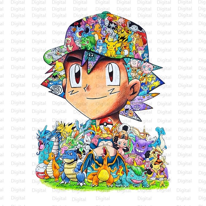 Pokemon Sublimation Design, Shirt, Cartoon PNG, Trendy Tshirt PNG, Digital Download, Silhouette, Anime Shirt PNG, Sublimation Designs