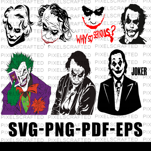 Joker SVG Bundle, Joker Cut file, Villain SVG Bundle