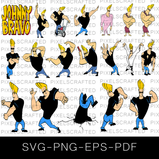 Johnny Bravo SVG Bundle, Johnny Bravo Cut file, Clipart