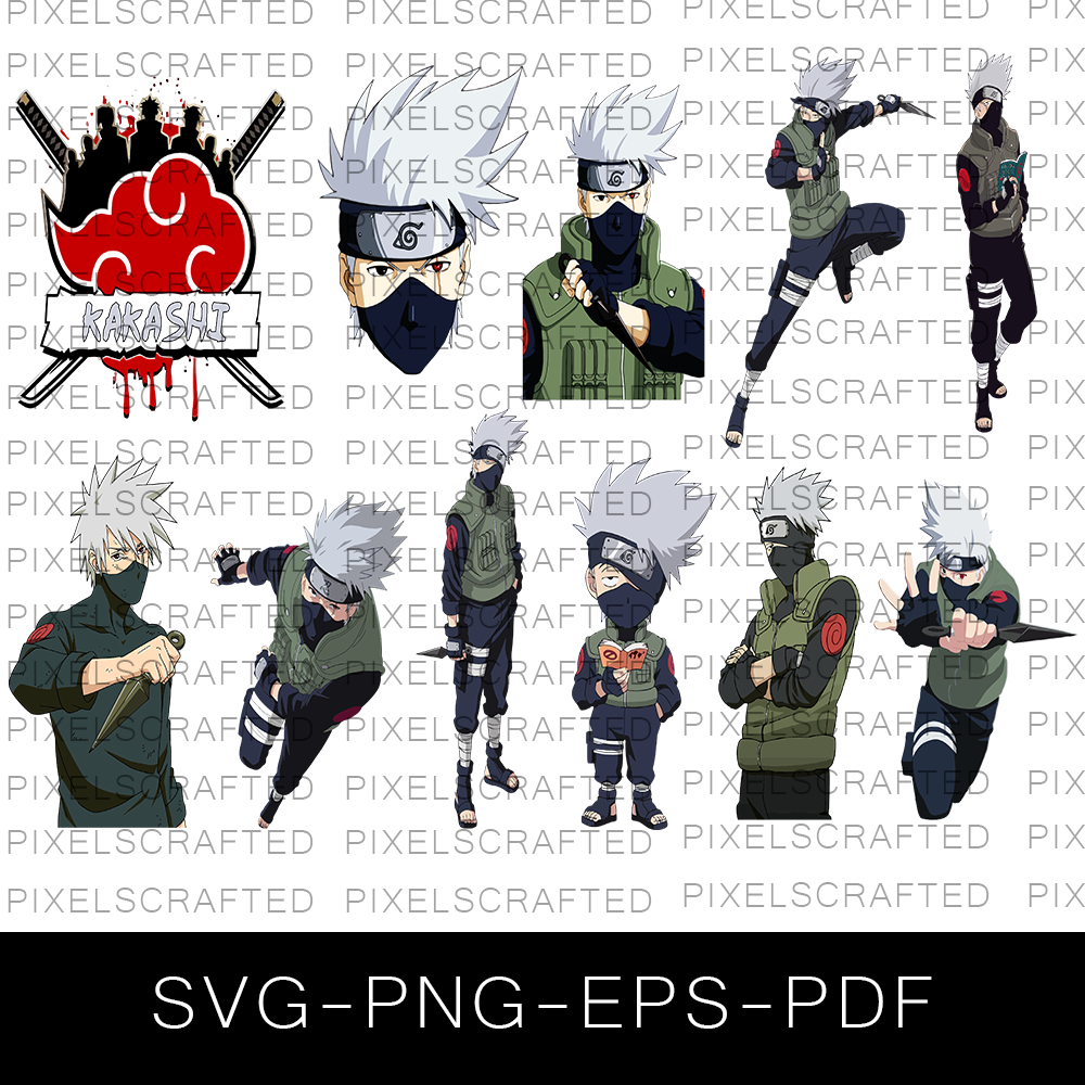 Kakashi SVG Bundle, Kakashi Cut file, Clipart, Naruto SVG Bundle