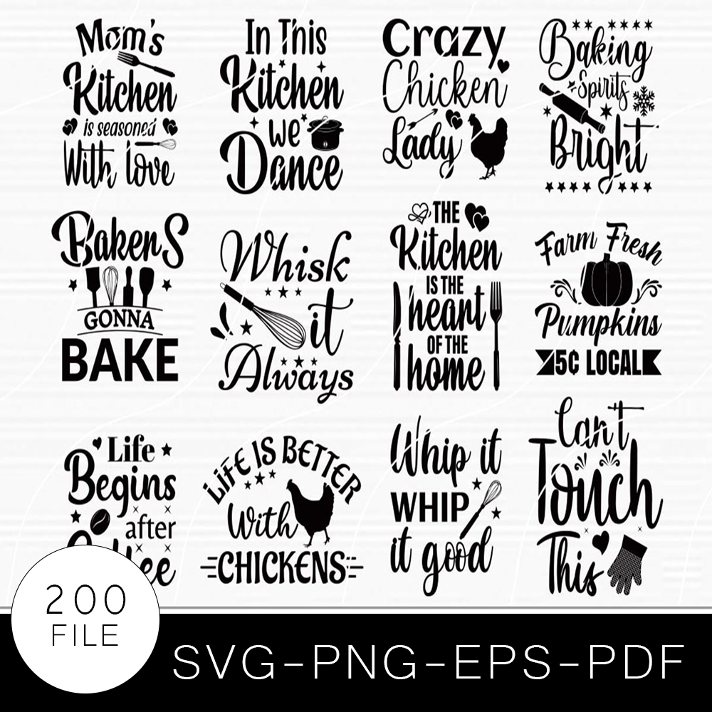 Kitchen SVG Bundle, Kitchen Cut file, Kitchen Clipart, Kitchen Quotes SVG Bundle