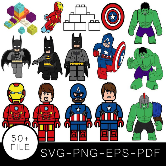 Lego Superhero SVG Bundle, Lego Superhero Cut file, Clipart