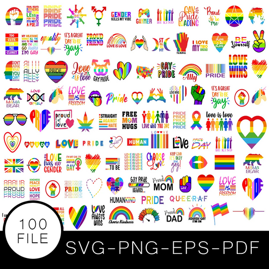 LGBT Pride SVG Bundle, LGBT Cut file, Clipart, Gay Pride SVG Bundle