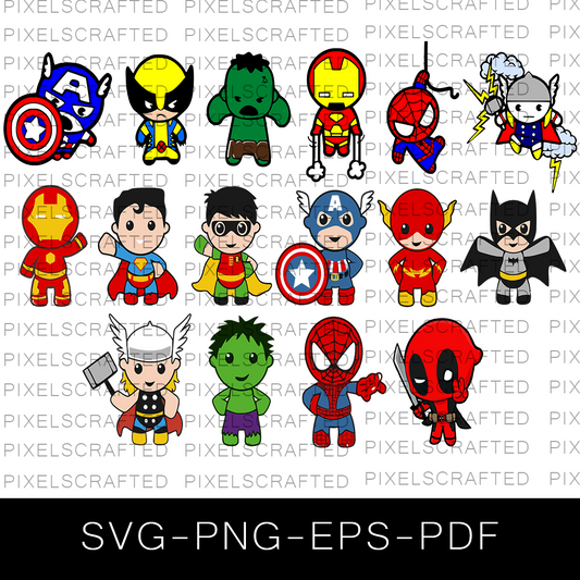 Cute Superhero SVG Bundle, Little Superhero Cut file, Superhero SVG Bundle