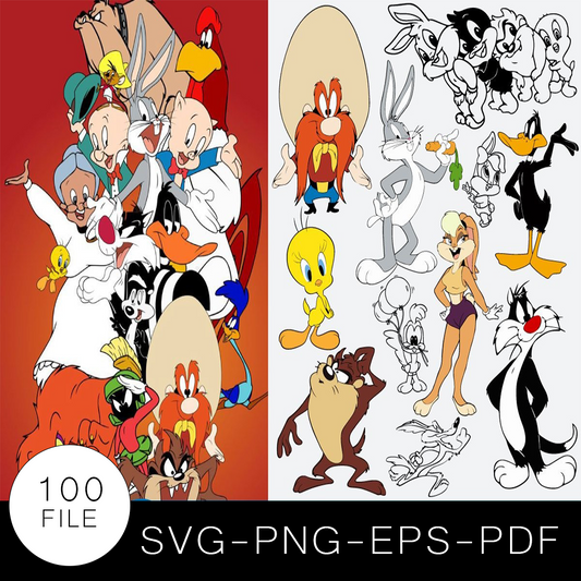 Looney Tunes SVG Bundle, Looney Tunes Cut file, Clipart