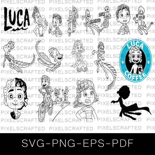 Disney Luca Silhouette SVG Bundle, Disney Luca Cut file, Clipart, Disney Luca SVG Bundle