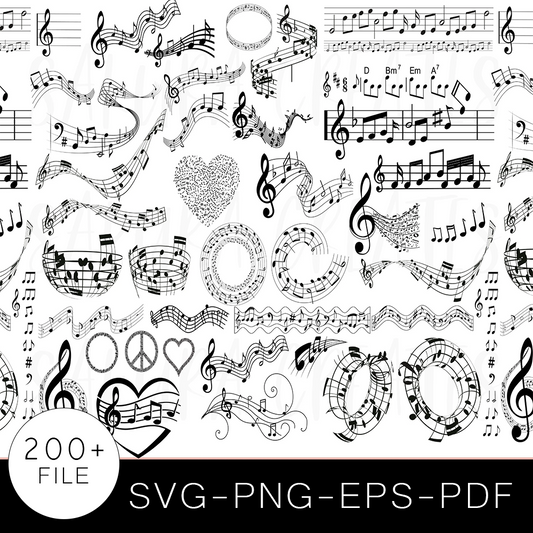 Musical Notes SVG Bundle, Musical Notes Cut file, Clipart, Music Note SVG Bundle