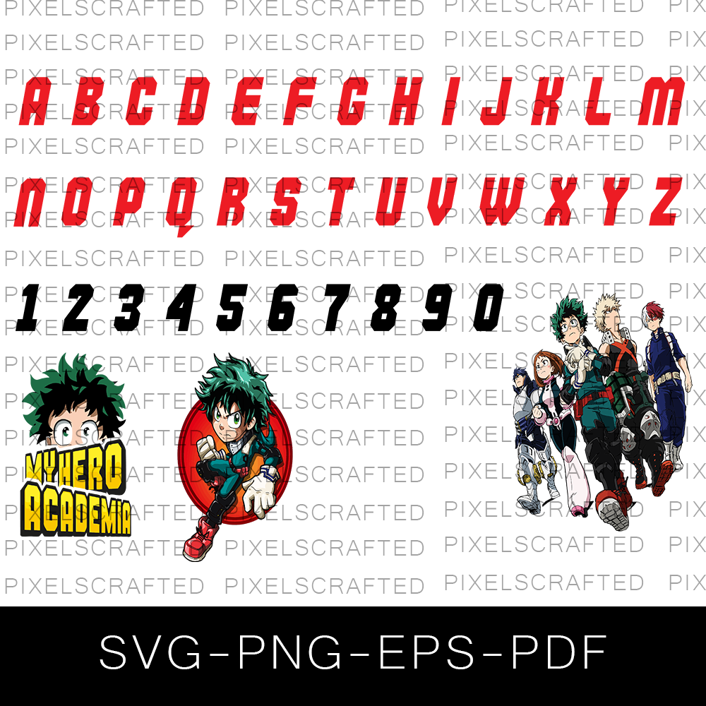 My Hero Academia Font SVG Bundle, My Hero Academia Alphabet, Letters, Anime Font SVG Bundle