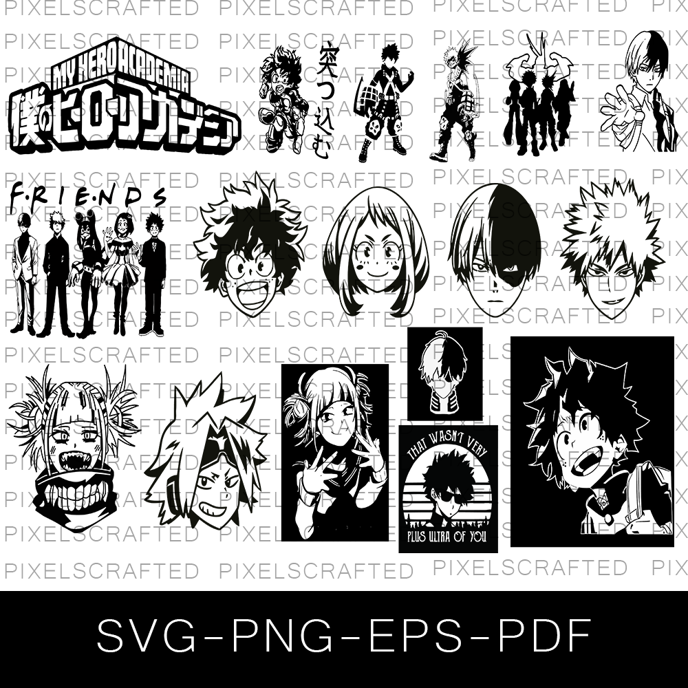 My Hero Academia Silhouette SVG Bundle, My Hero Academia Cut file, Clipart, Anime SVG Bundle