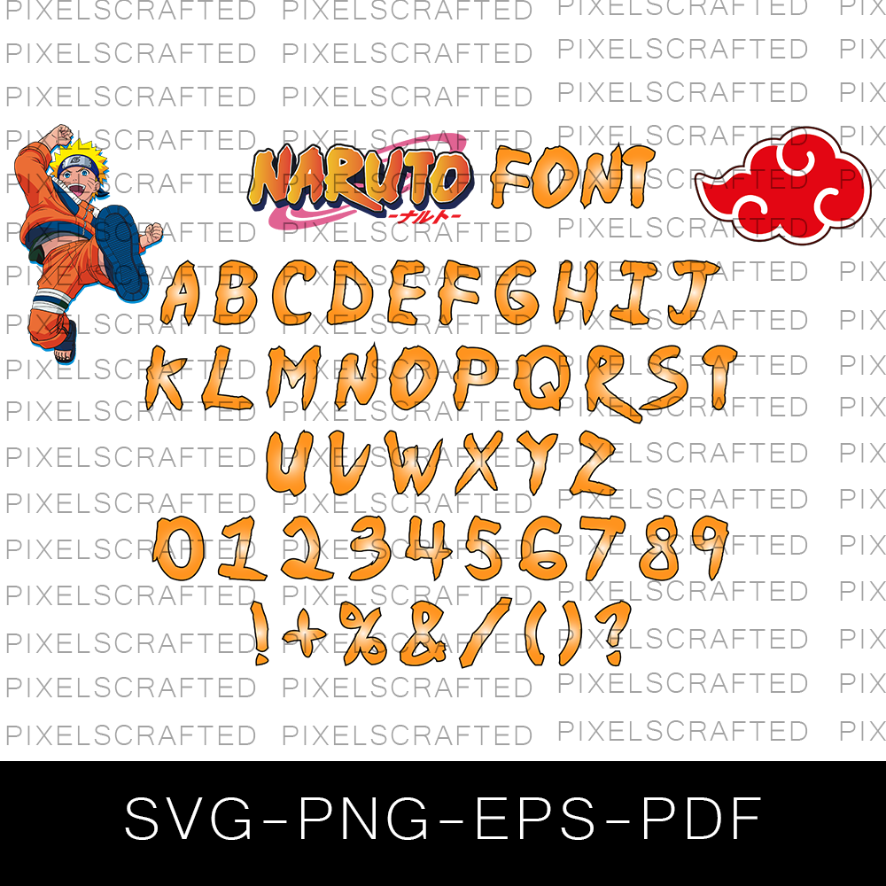 Naruto Font SVG Bundle, Naruto Alphabet, Letters, Naruto SVG Bundle