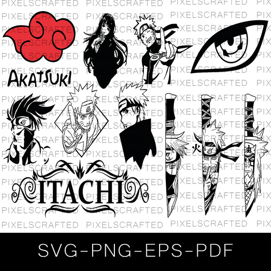 Naruto Silhouette SVG Bundle, Naruto Silhouette Cut file, Clipart, Anime Silhouette SVG Bundle