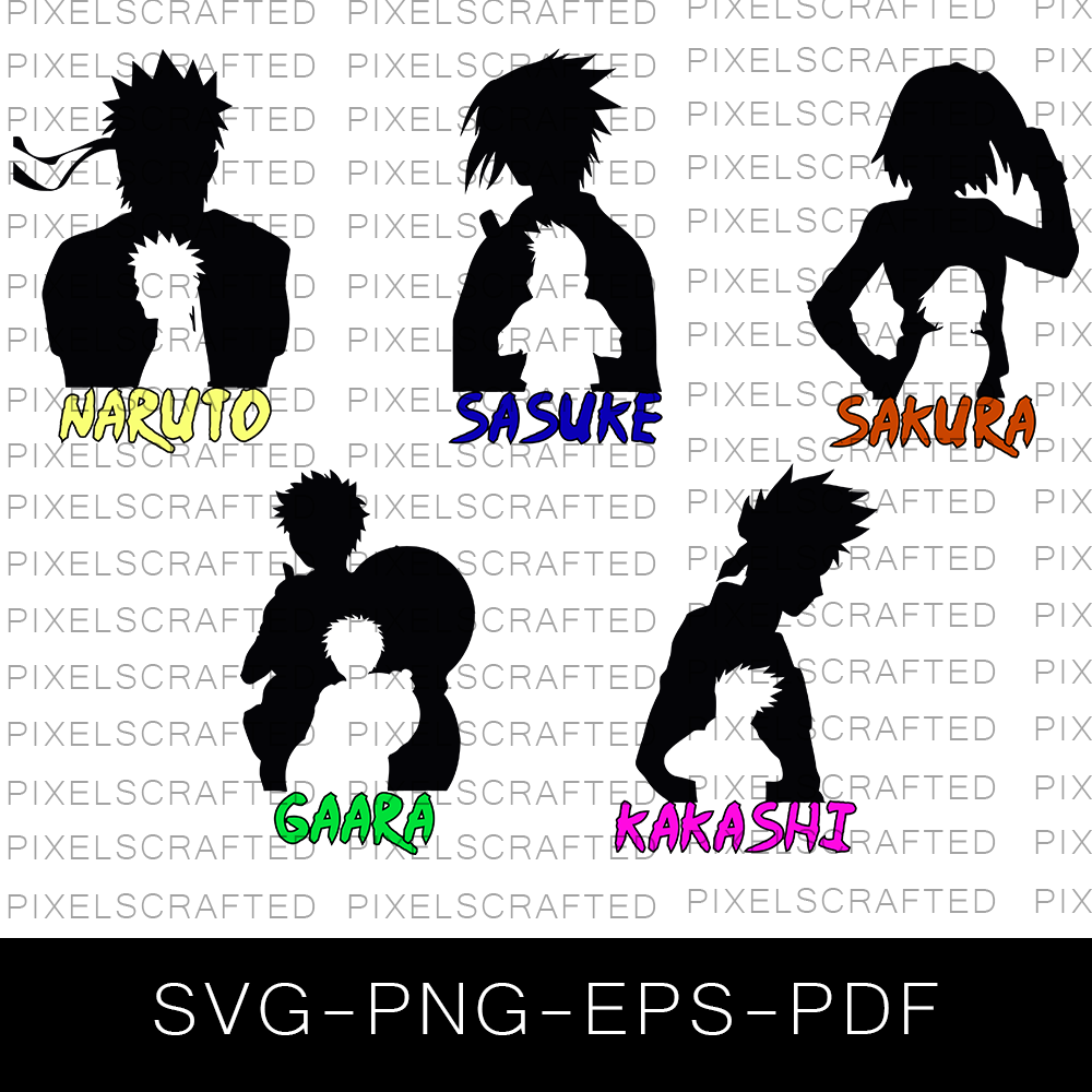 Naruto Silhouette SVG Bundle, Naruto Cut file, Clipart, Anime SVG Bundle