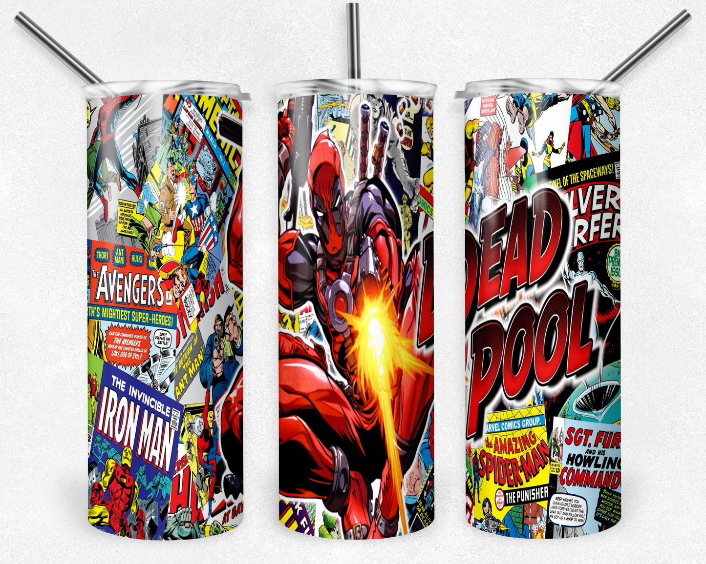 Deadpool 20oz Sublimation Tumbler Designs, Superhero Straight Skinny Tumbler Wrap PNG
