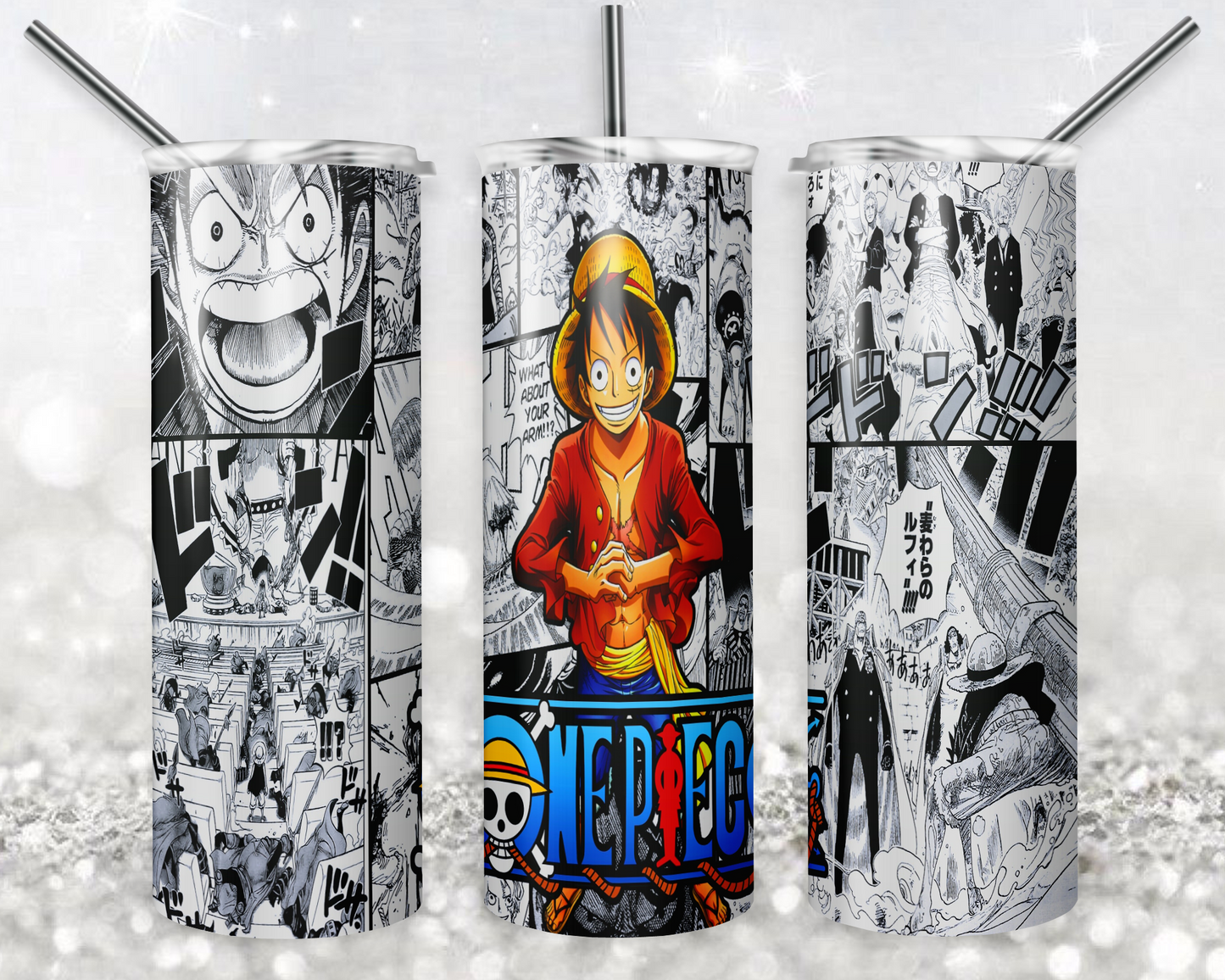 One Piece 20oz Sublimation Tumbler Designs, Anime Straight Skinny Tumbler Wrap PNG